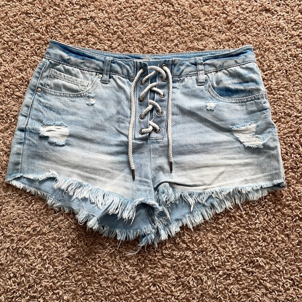 Ripped jean shorts